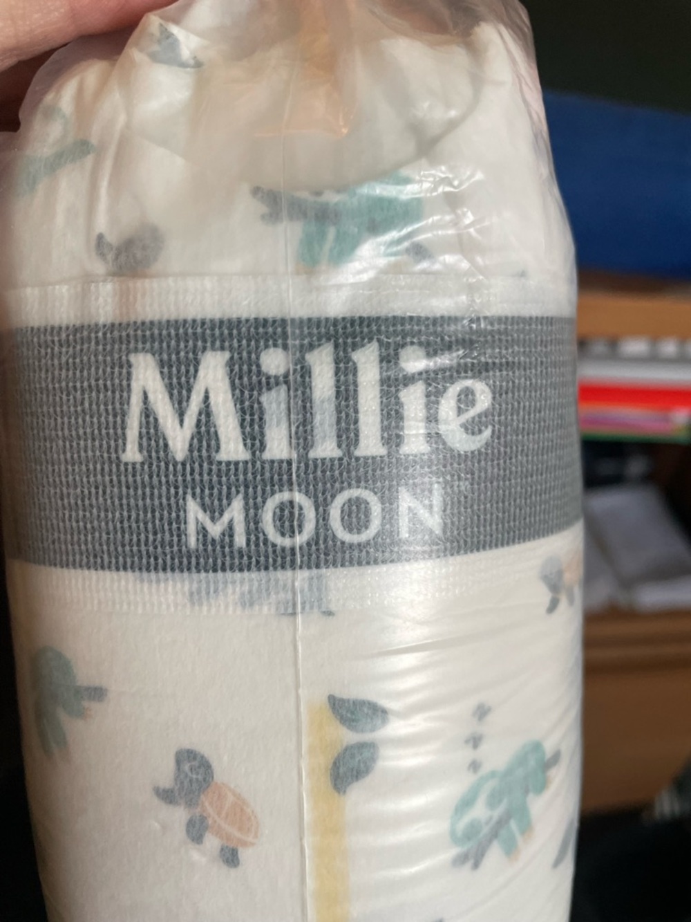 Millie Moon Soft Printed Baby Diapers - White with Teal & Gray Accents Diapers